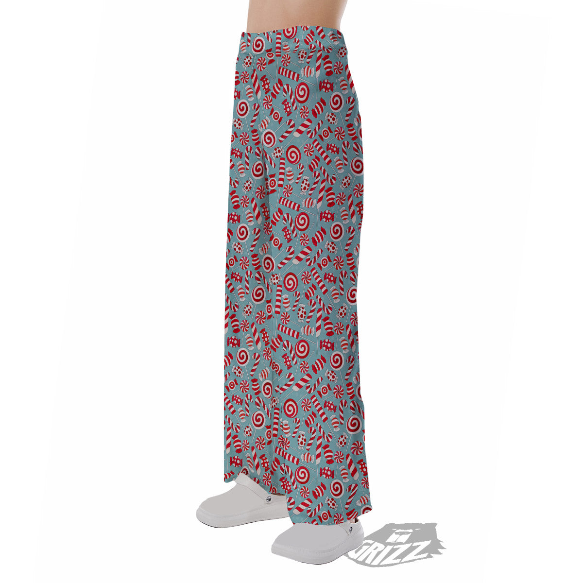 Candy Cane Christmas Print Pattern Pajama Pants-grizzshop