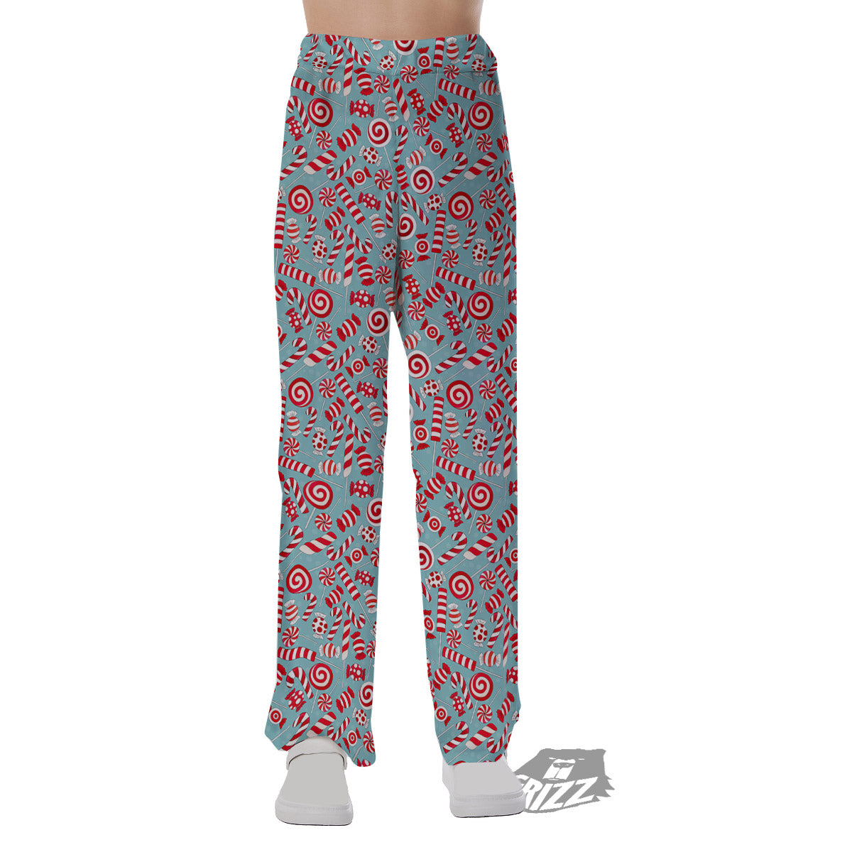 Candy Cane Christmas Print Pattern Pajama Pants-grizzshop