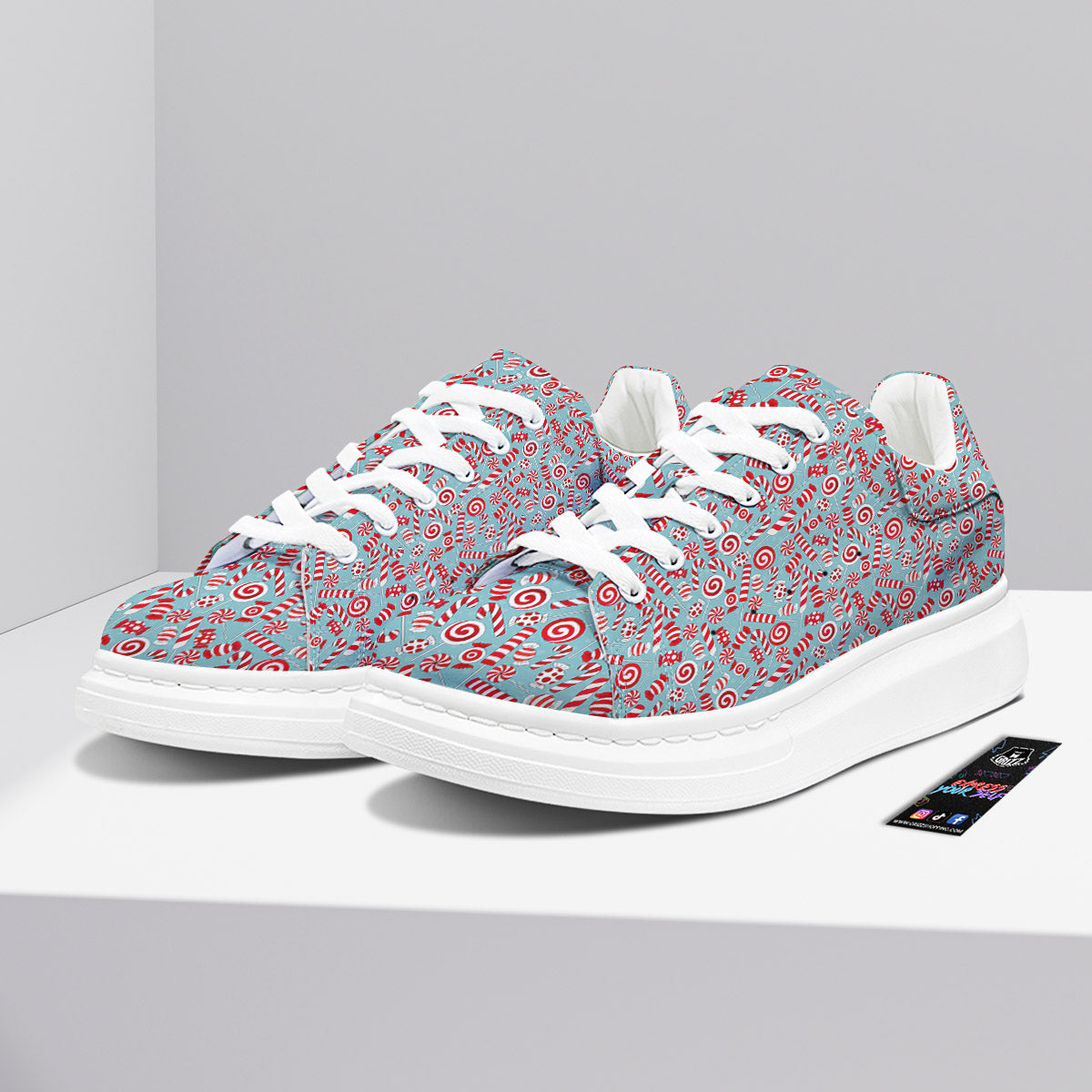 Candy Cane Christmas Print Pattern Platform Shoes-grizzshop