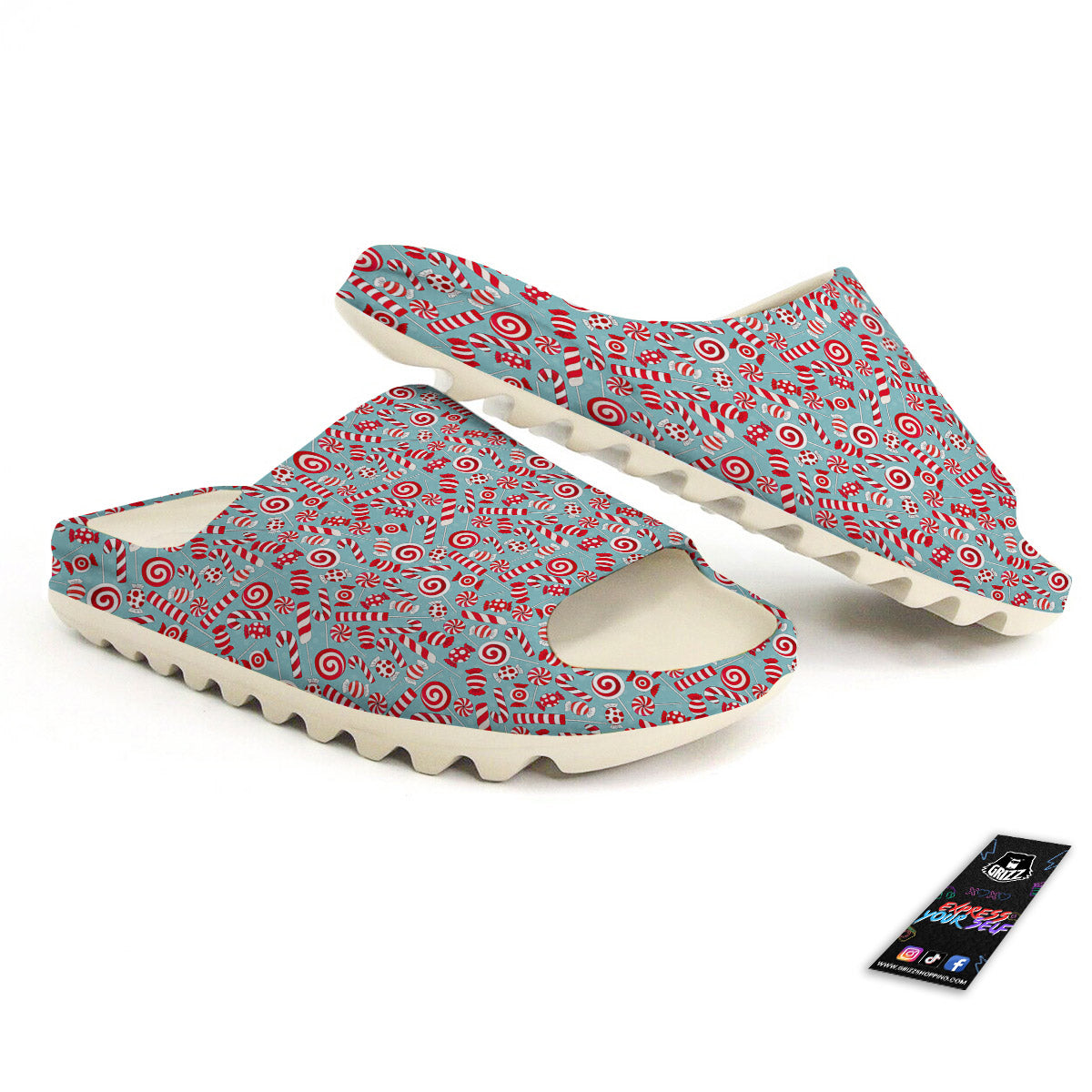 Candy Cane Christmas Print Pattern Sandals-grizzshop
