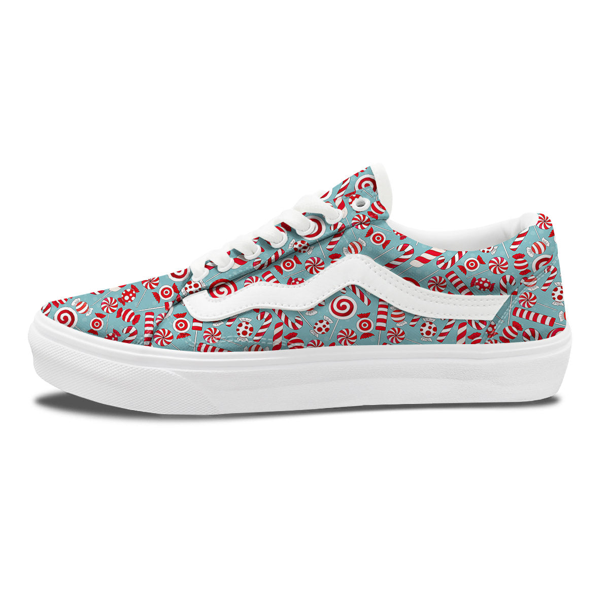 Candy Cane Christmas Print Pattern Skate Shoes-grizzshop