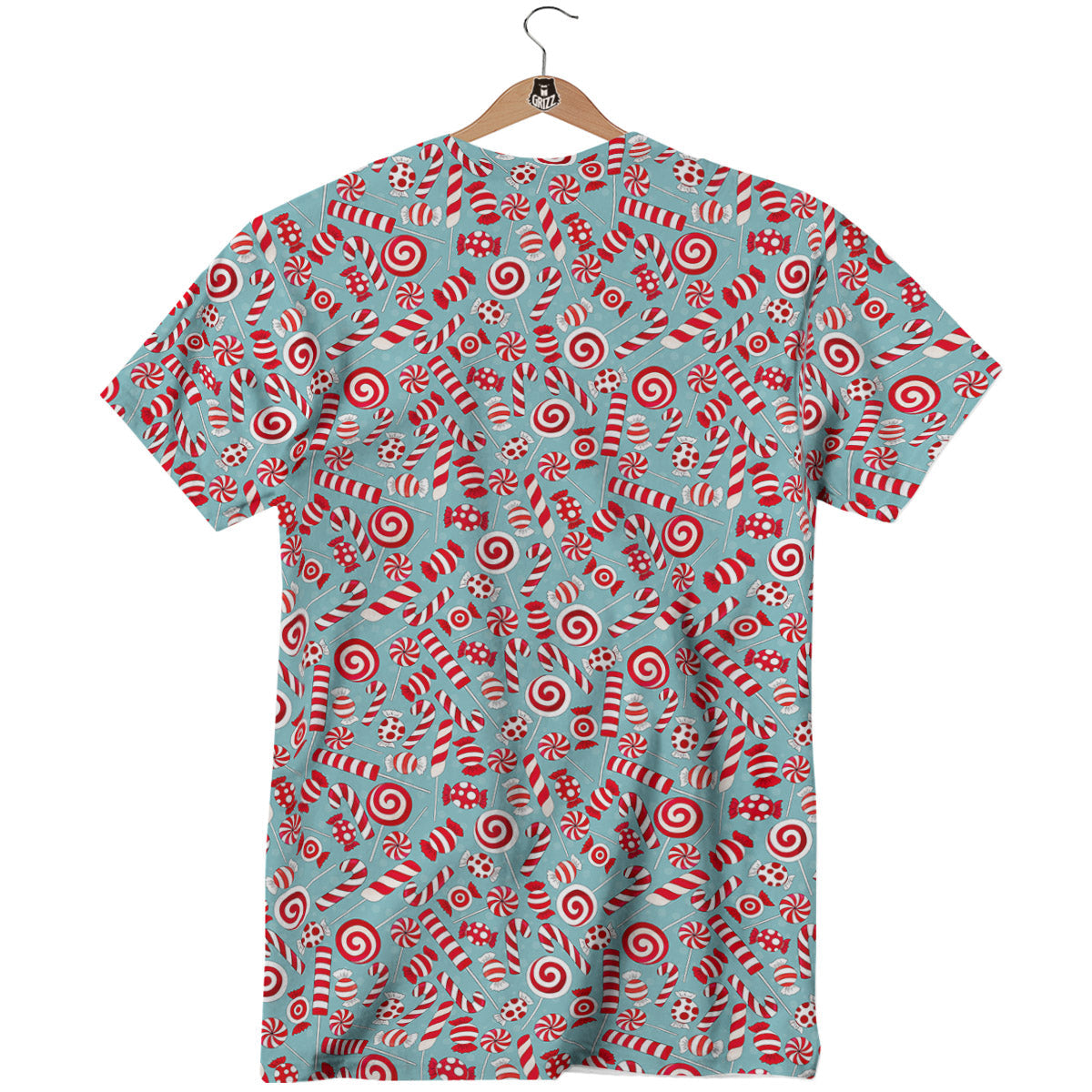 Candy Cane Christmas Print Pattern T-Shirt-grizzshop