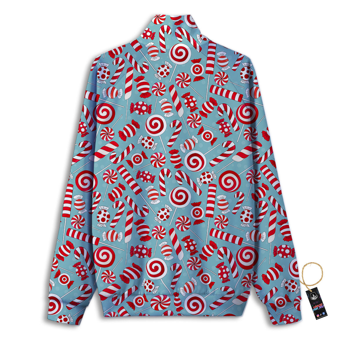 Candy Cane Christmas Print Pattern Track Jacket-grizzshop