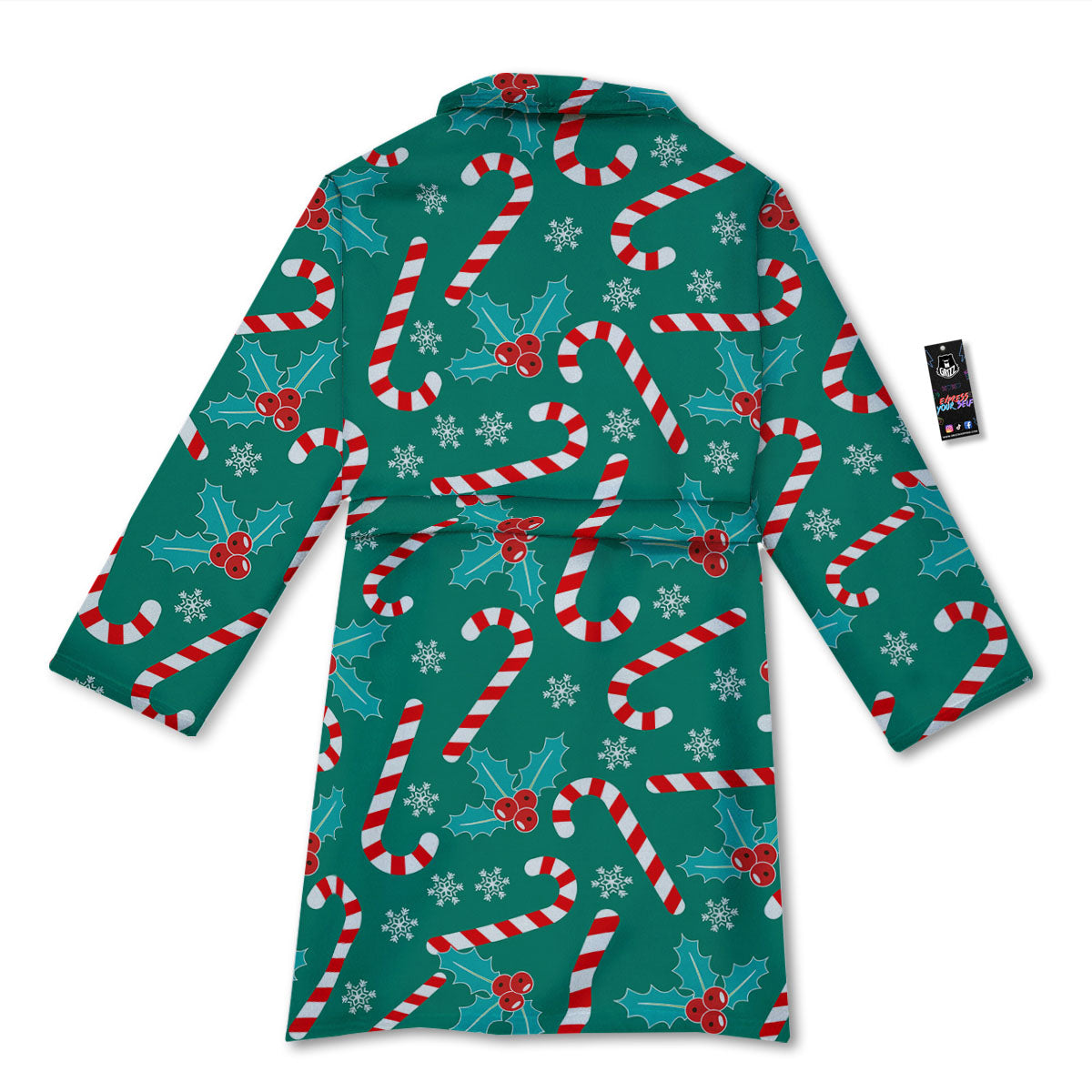 Candy Cane Merry Christmas Print Pattern Bathrobe-grizzshop