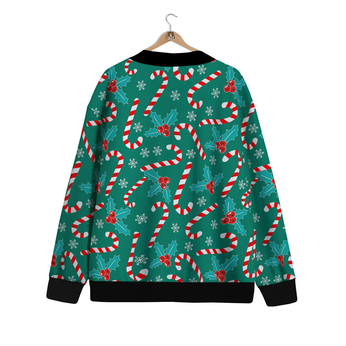 Candy Cane Merry Christmas Print Pattern Cardigan-grizzshop
