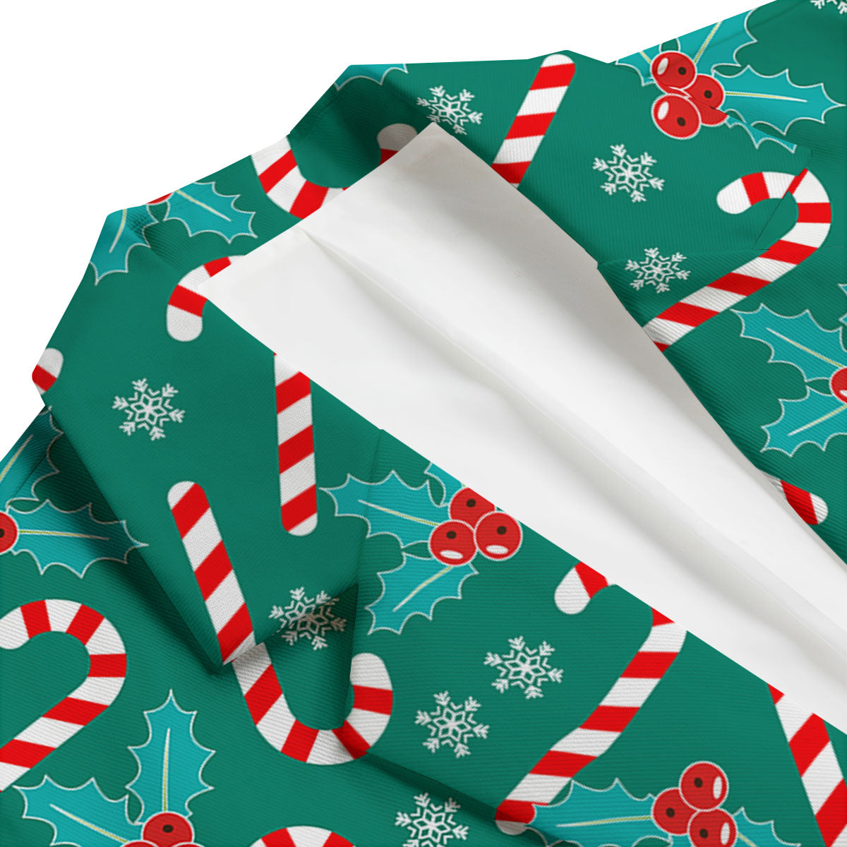 Candy Cane Merry Christmas Print Pattern Men's Blazer-grizzshop