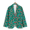 Candy Cane Merry Christmas Print Pattern Men's Blazer-grizzshop