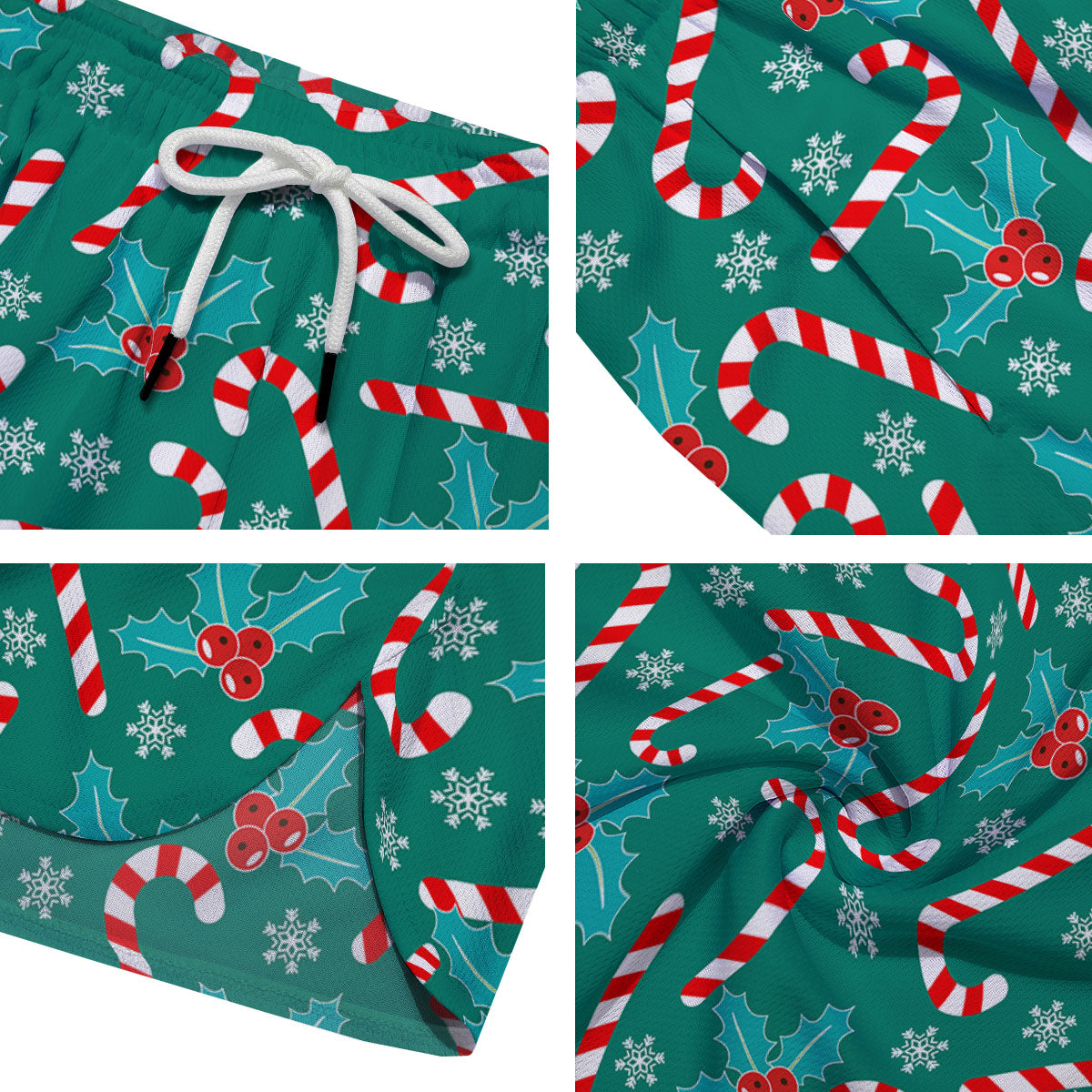 Candy Cane Merry Christmas Print Pattern Men's Running Shorts-grizzshop