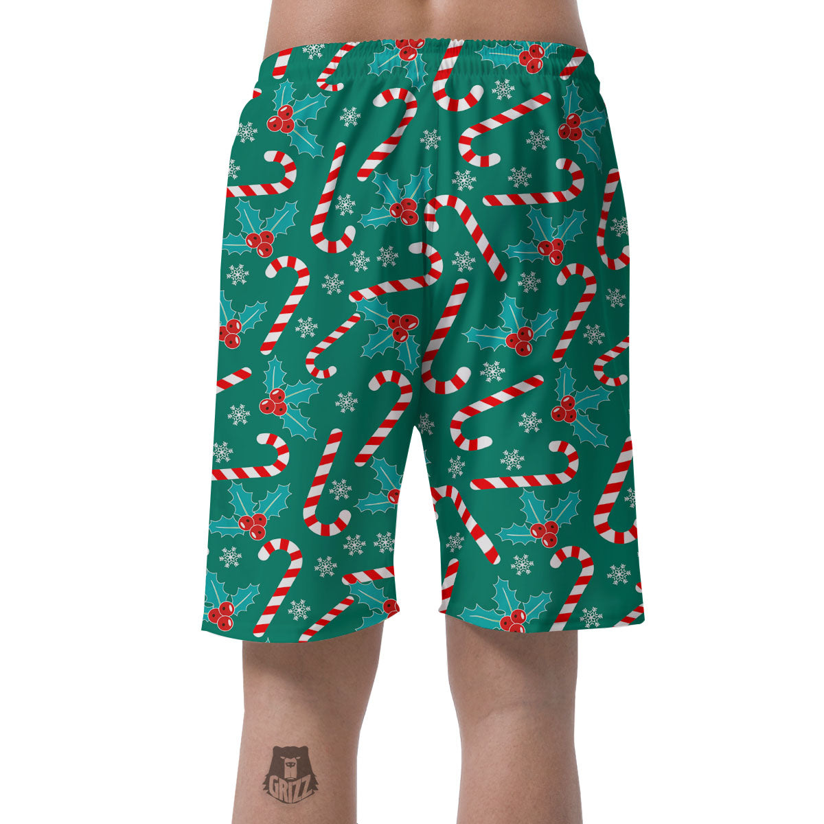 Candy Cane Merry Christmas Print Pattern Men's Shorts-grizzshop
