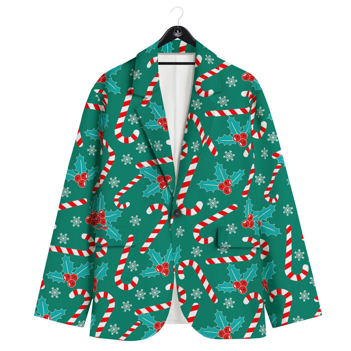 Candy Cane Merry Christmas Print Pattern Men's Sport Coat-grizzshop