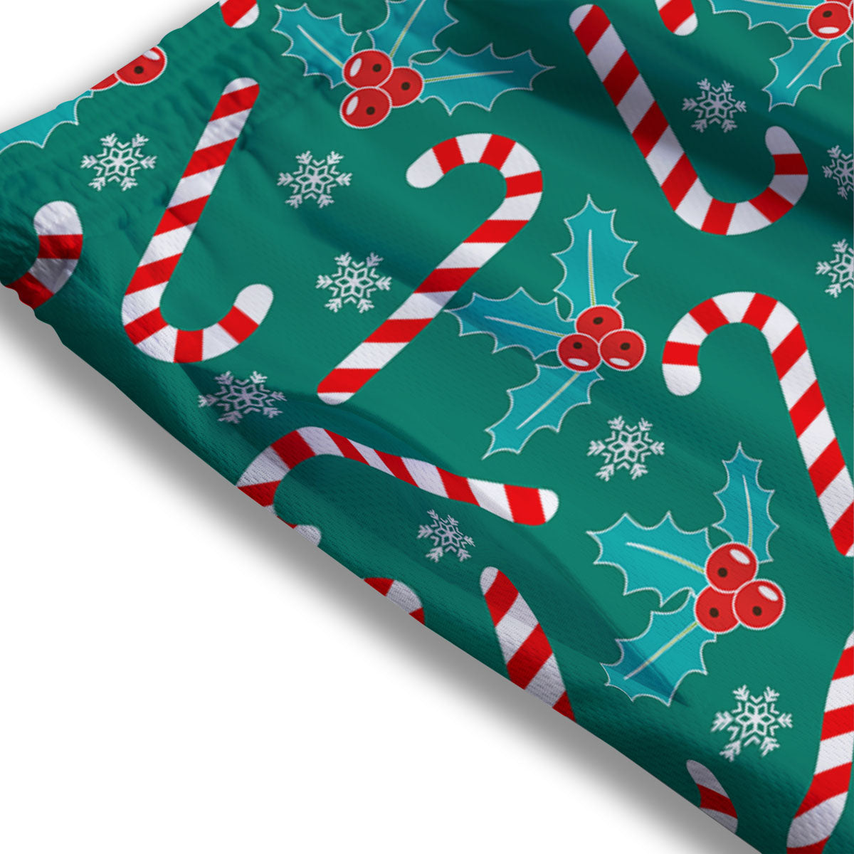 Candy Cane Merry Christmas Print Pattern Mesh Shorts