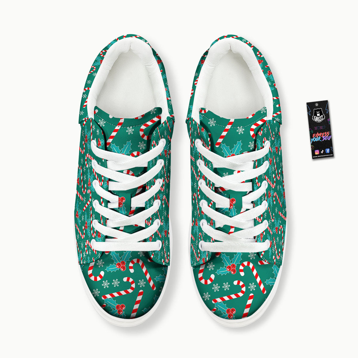Candy Cane Merry Christmas Print Pattern Platform Shoes-grizzshop