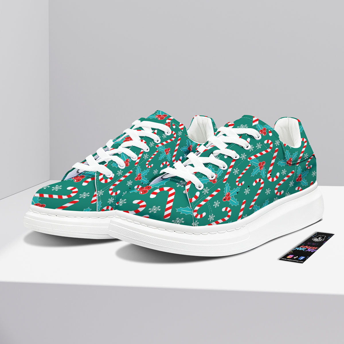 Candy Cane Merry Christmas Print Pattern Platform Shoes-grizzshop