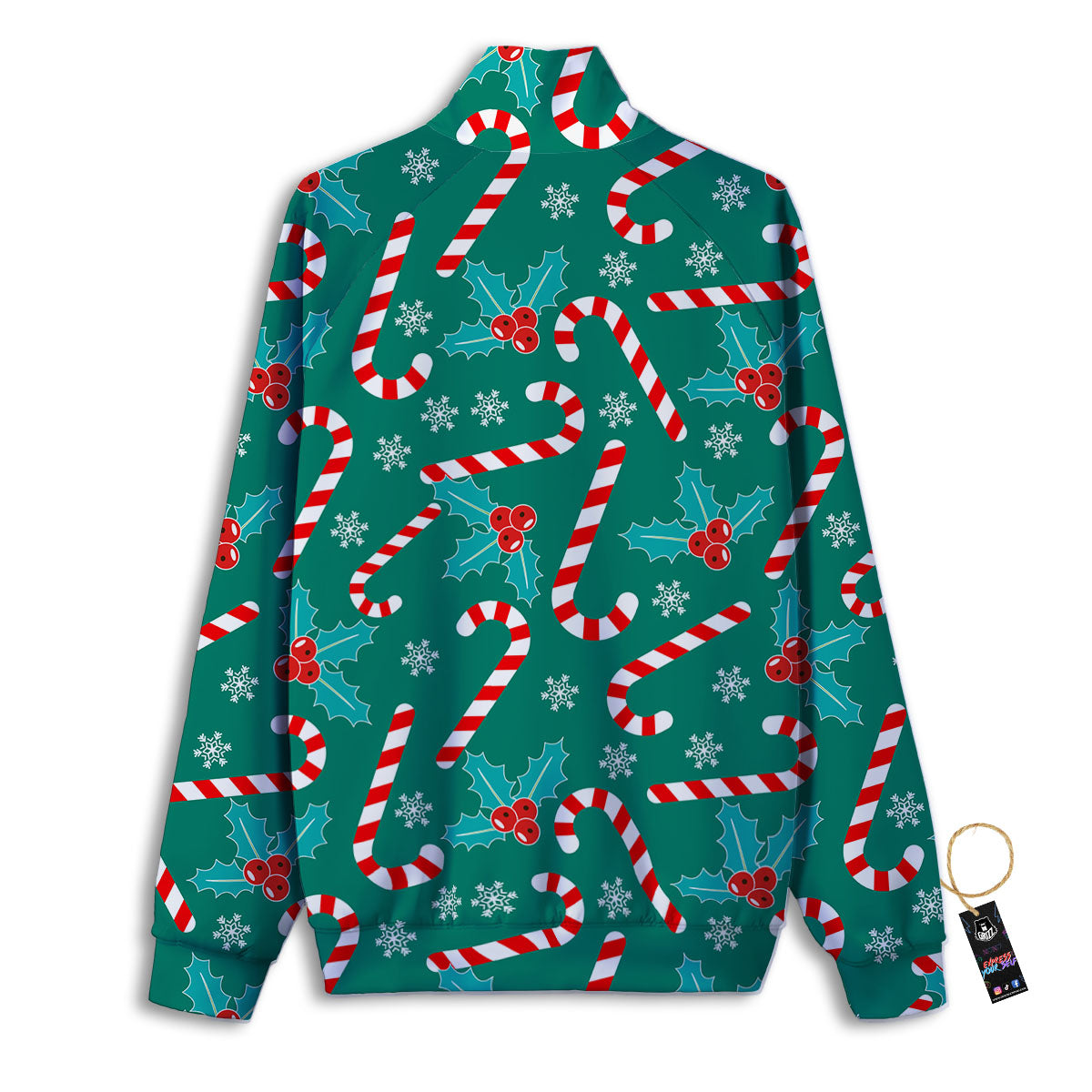 Candy Cane Merry Christmas Print Pattern Track Jacket-grizzshop