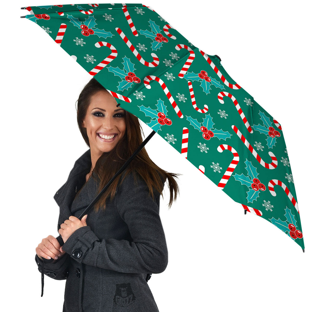 Candy Cane Merry Christmas Print Pattern Umbrella-grizzshop
