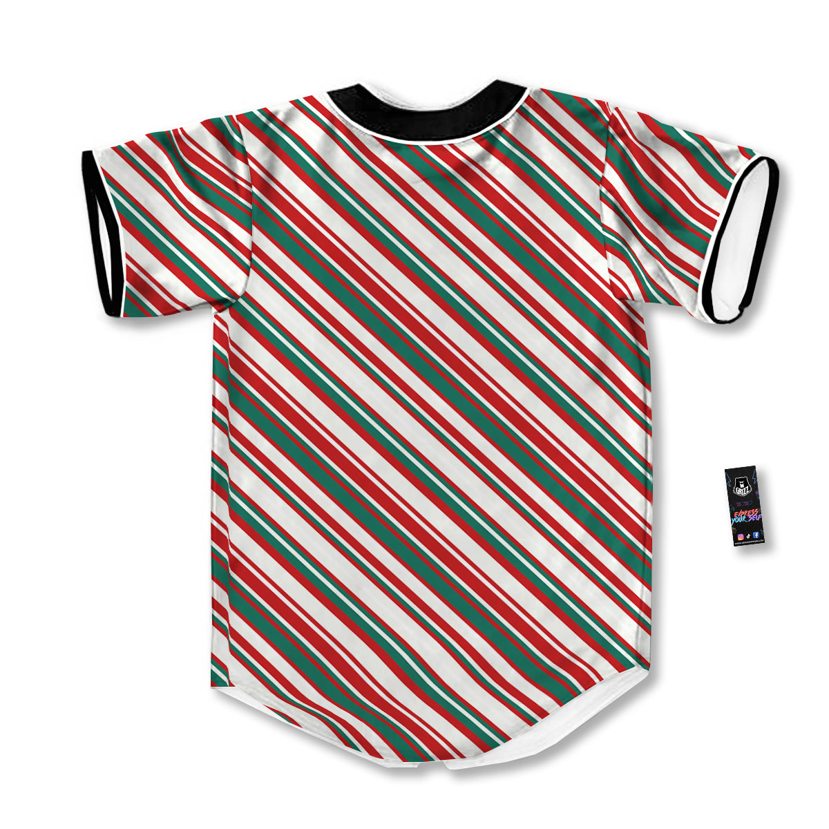 Candy Cane Stripe Christmas Print Baseball Jersey-grizzshop