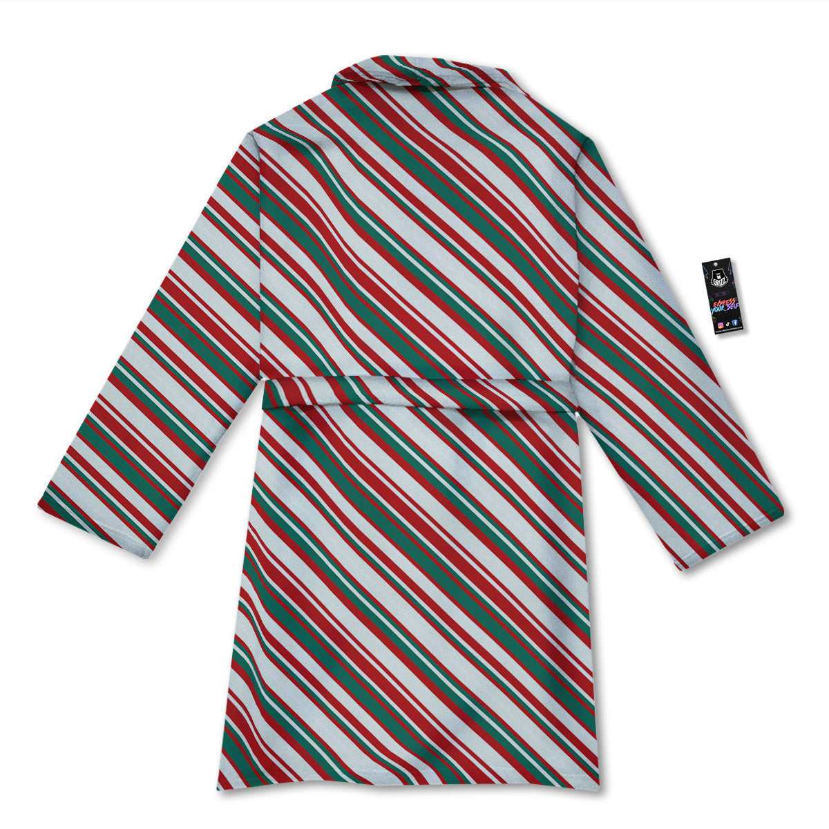 Candy Cane Stripe Christmas Print Bathrobe-grizzshop