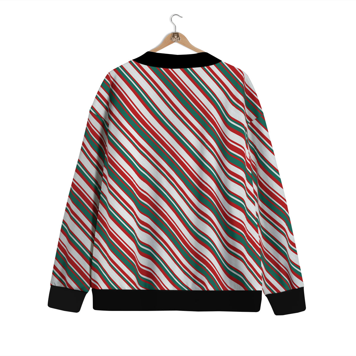 Candy Cane Stripe Christmas Print Cardigan-grizzshop