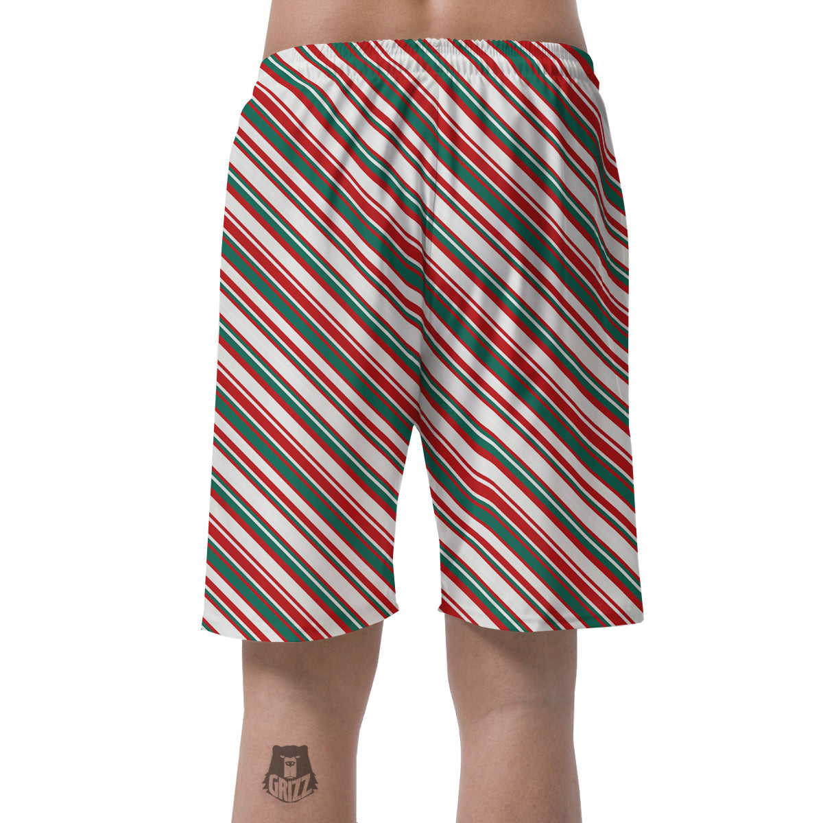 Candy Cane Stripe Christmas Print Men's Shorts-grizzshop