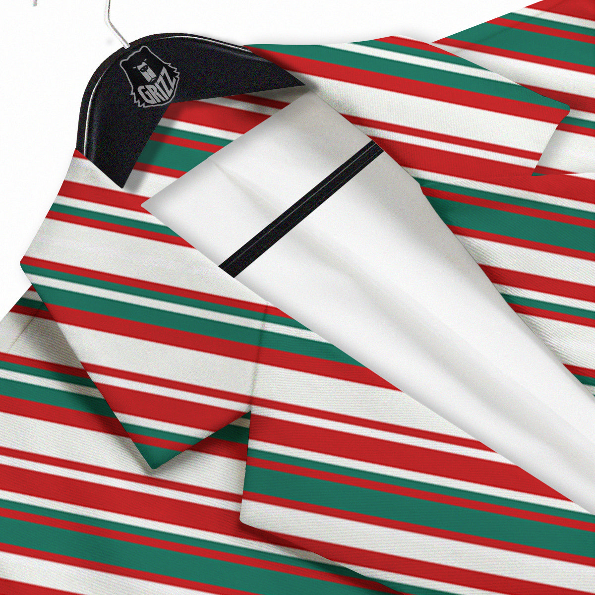 Candy Cane Stripe Christmas Print Men's Sport Coat-grizzshop