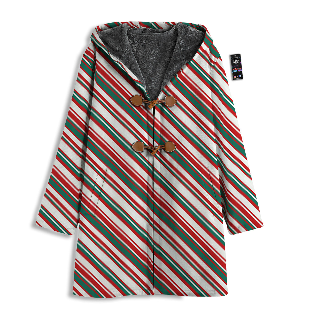 Candy Cane Stripe Christmas Print Men's Windbreaker Jacket-grizzshop