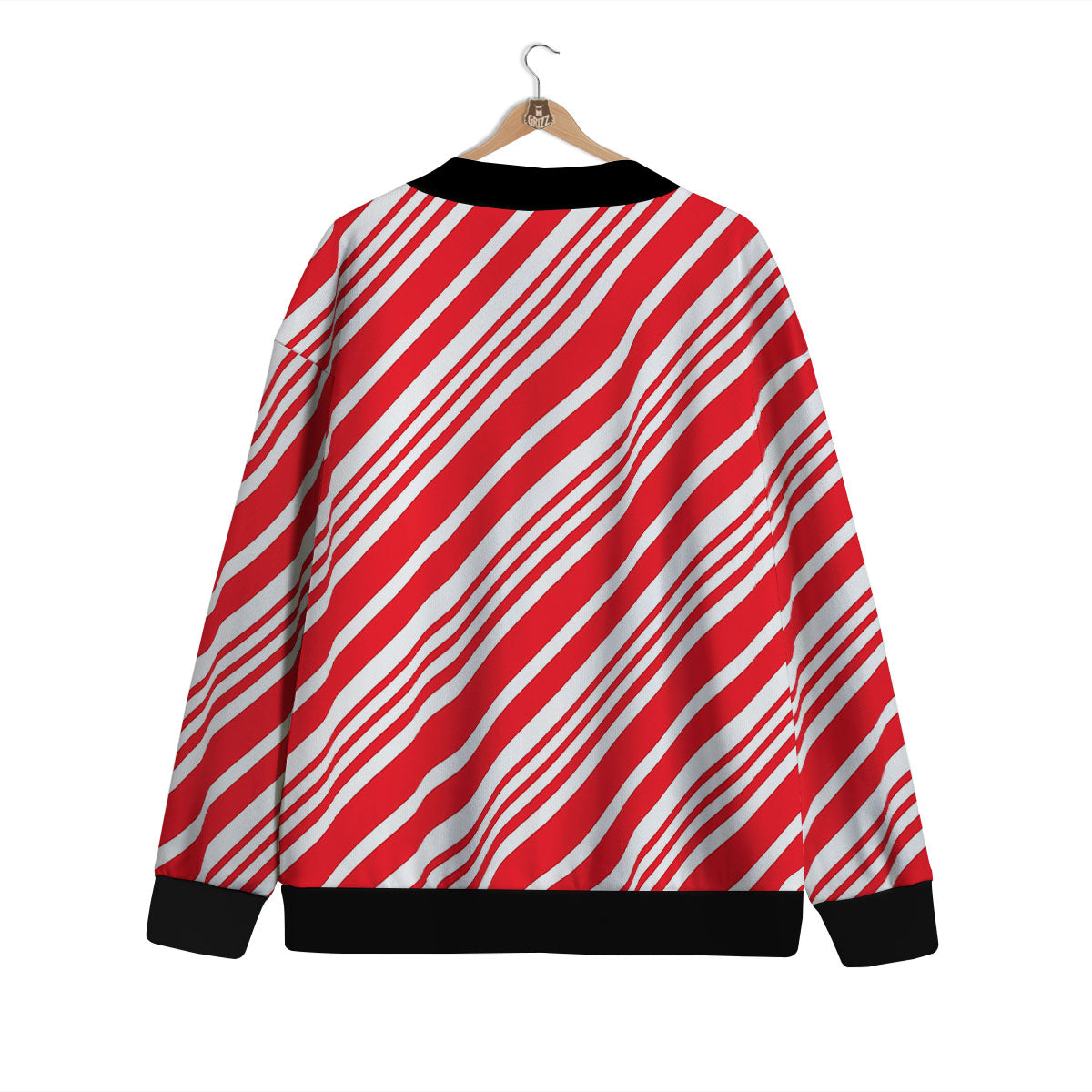 Candy Cane Stripe White And Red Print Cardigan-grizzshop