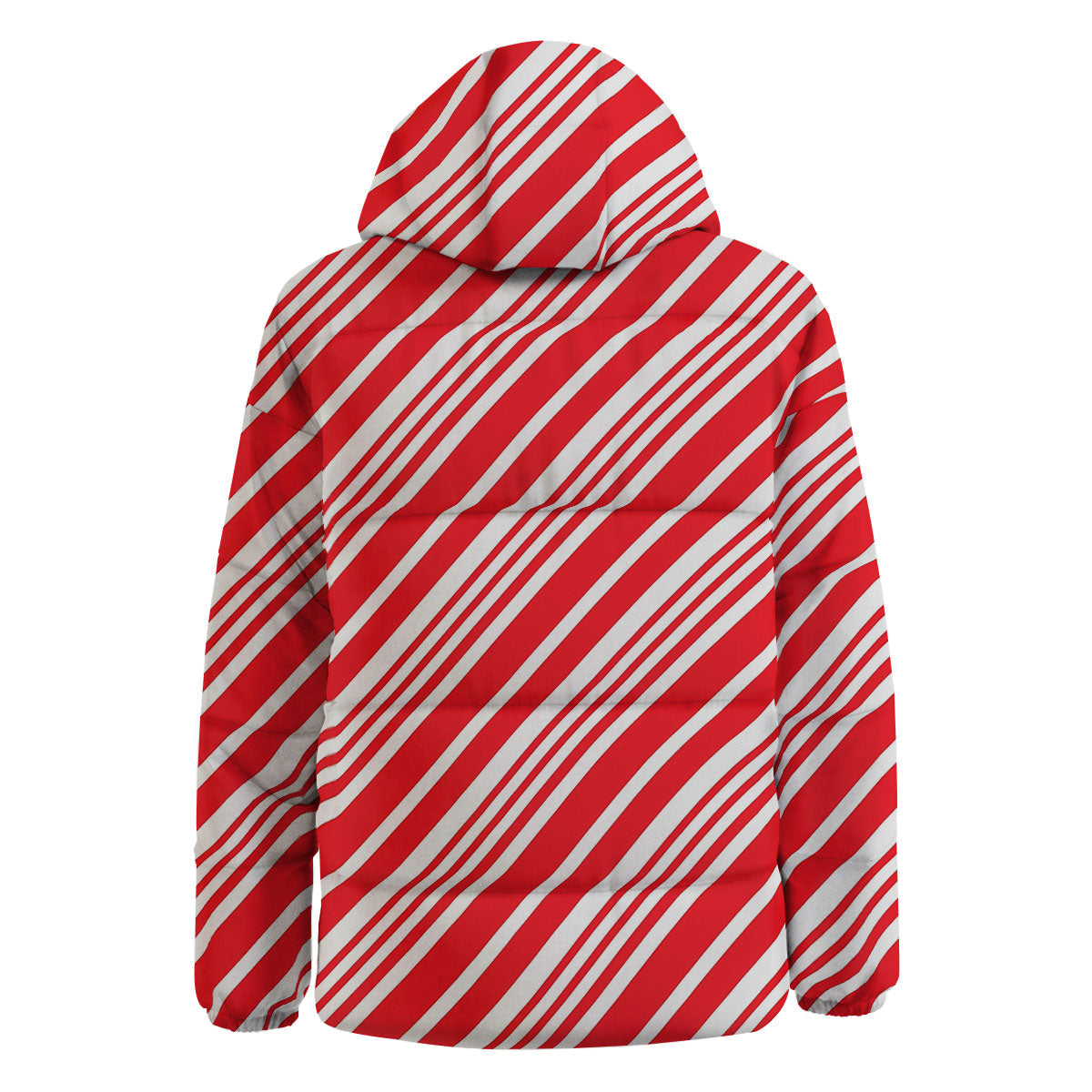 Candy Cane Stripe White And Red Print Down Jacket-grizzshop