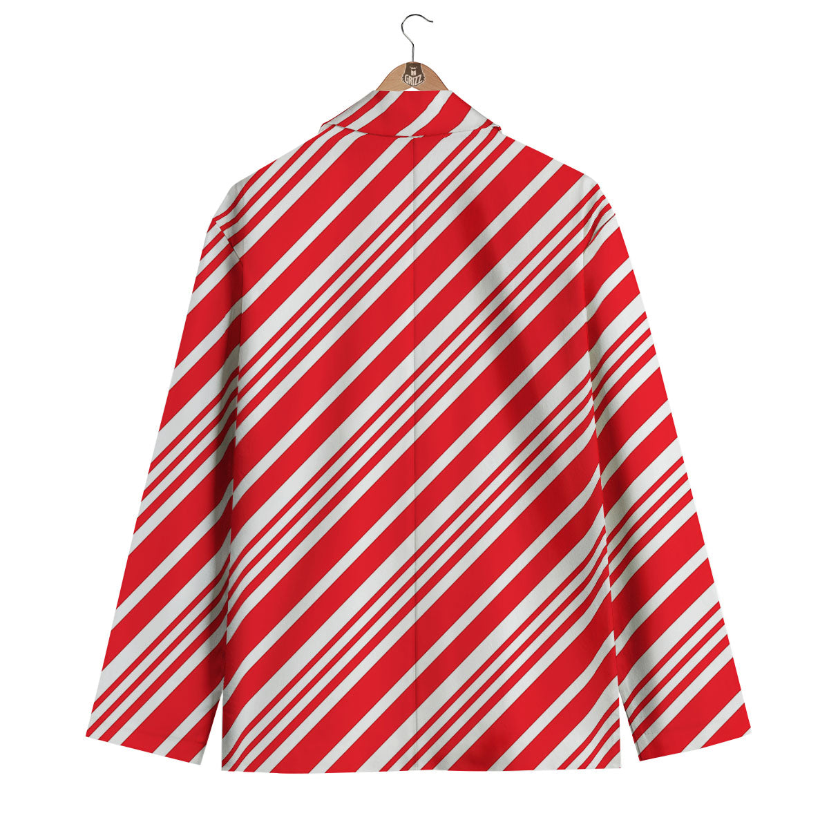 Candy Cane Stripe White And Red Print Men's Blazer-grizzshop