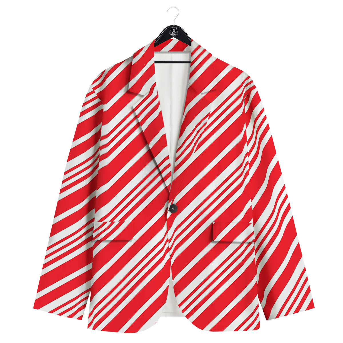 Candy Cane Stripe White And Red Print Men's Sport Coat-grizzshop