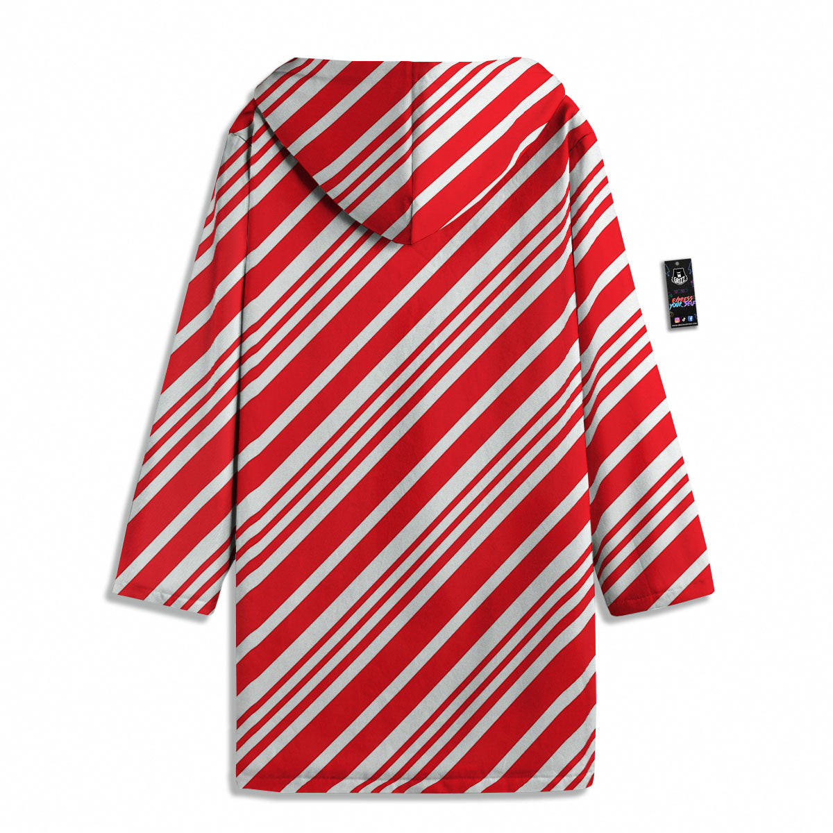 Candy Cane Stripe White And Red Print Men's Windbreaker Jacket-grizzshop