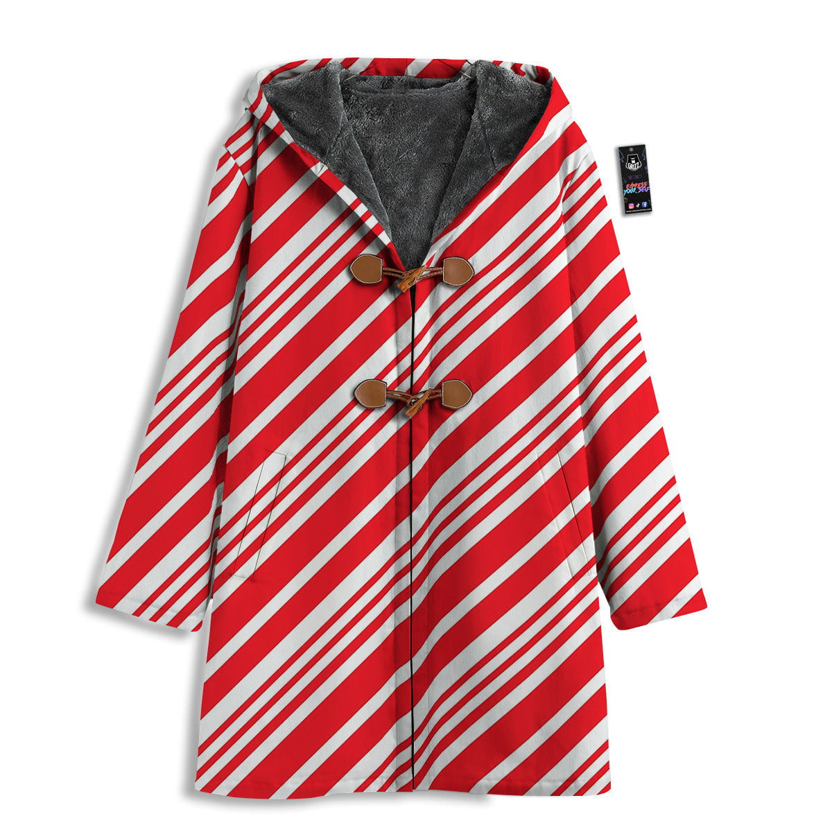 Candy Cane Stripe White And Red Print Men's Windbreaker Jacket-grizzshop