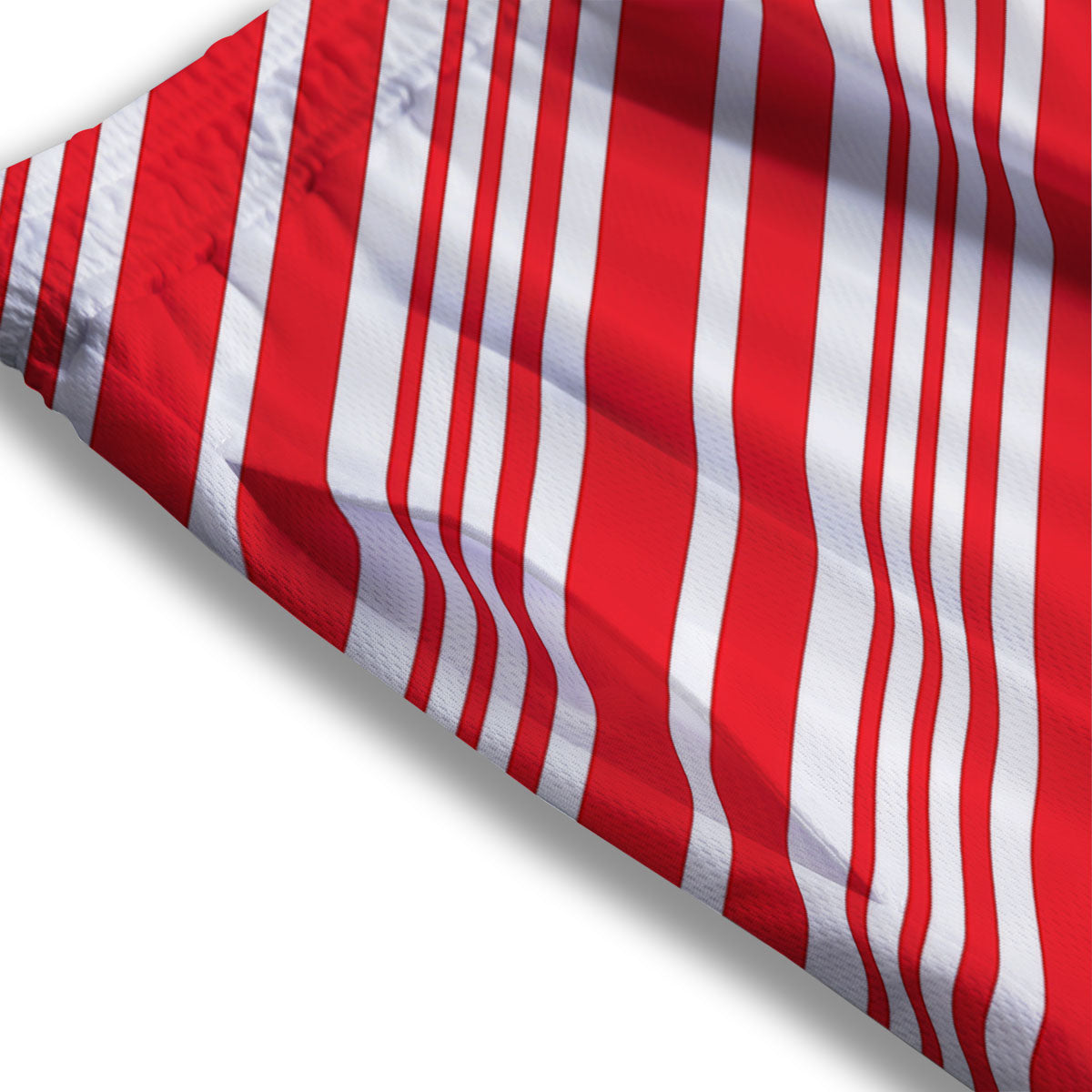 Candy Cane Stripe White And Red Print Mesh Shorts