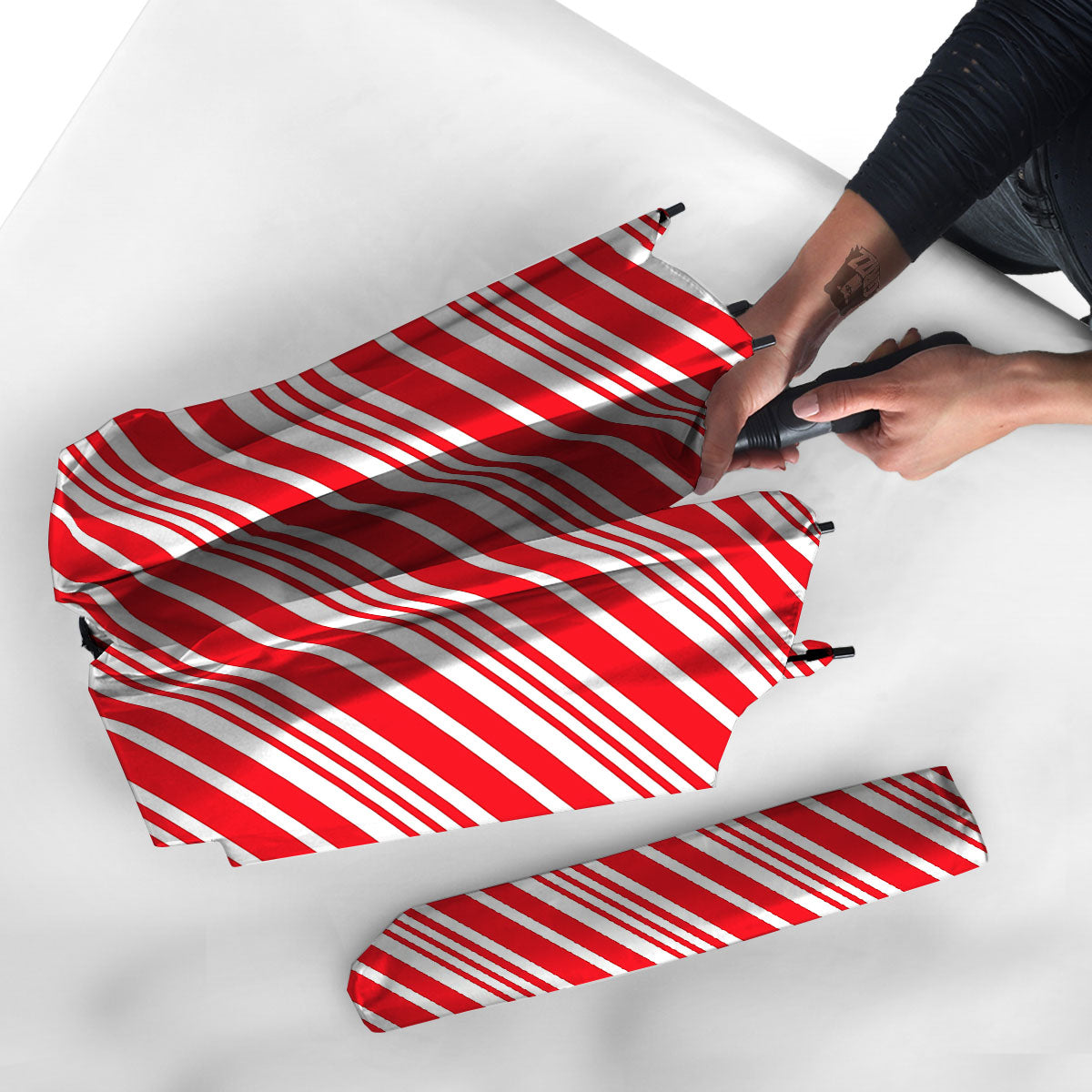 Candy Cane Stripe White And Red Print Umbrella-grizzshop