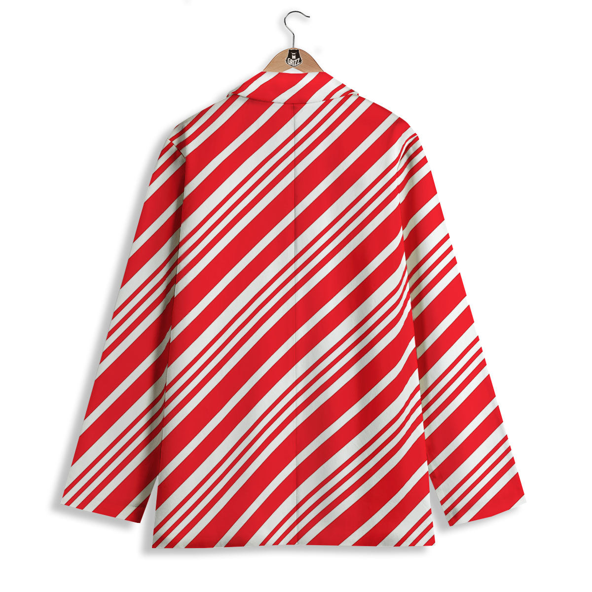 Candy Cane Stripe White And Red Print Women's Blazer-grizzshop
