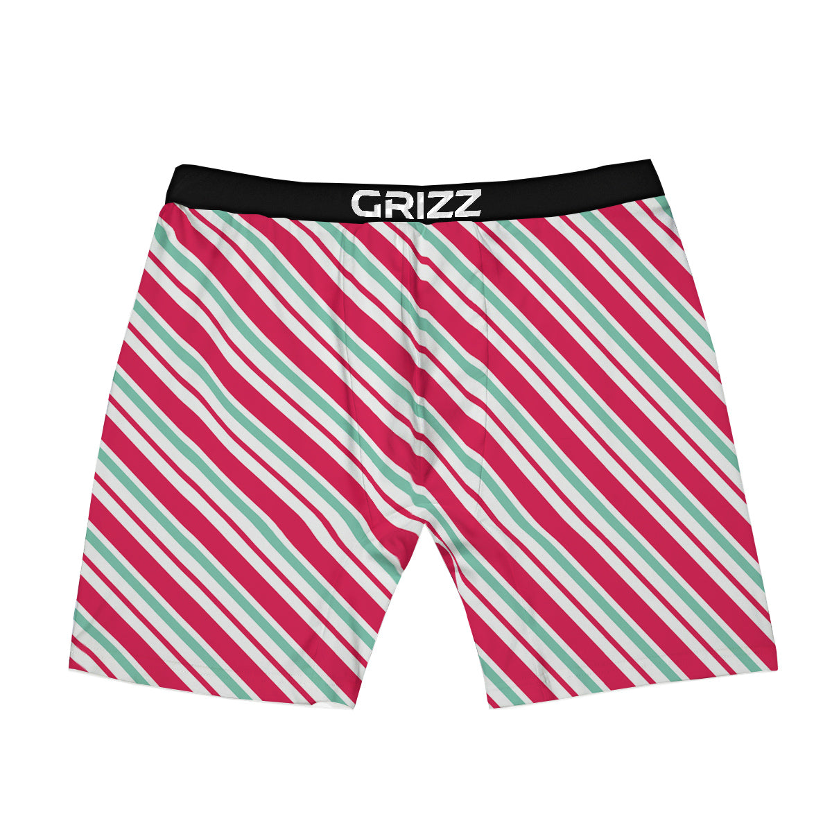 Candy Cane Striped Christmas Print Boxer Briefs-grizzshop