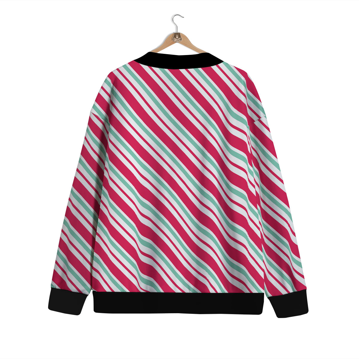 Candy Cane Striped Christmas Print Cardigan-grizzshop