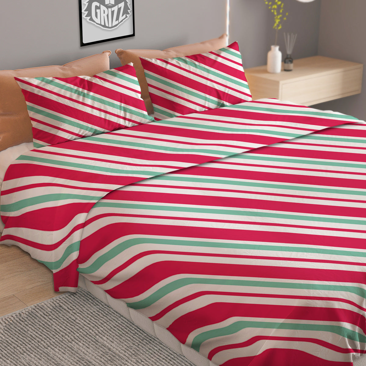 Christmas Argyle Red And Green Print Duvet Cover Bedding Set