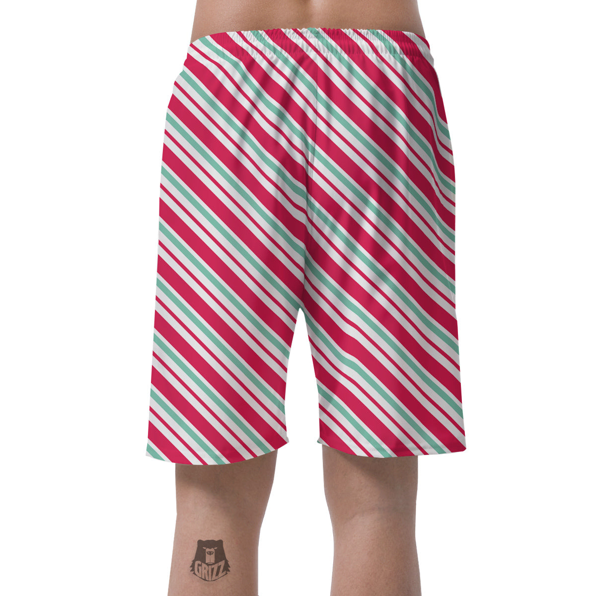 Candy Cane Striped Christmas Print Men's Shorts-grizzshop