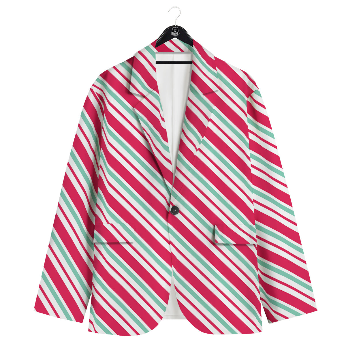 Candy Cane Striped Christmas Print Men's Sport Coat-grizzshop