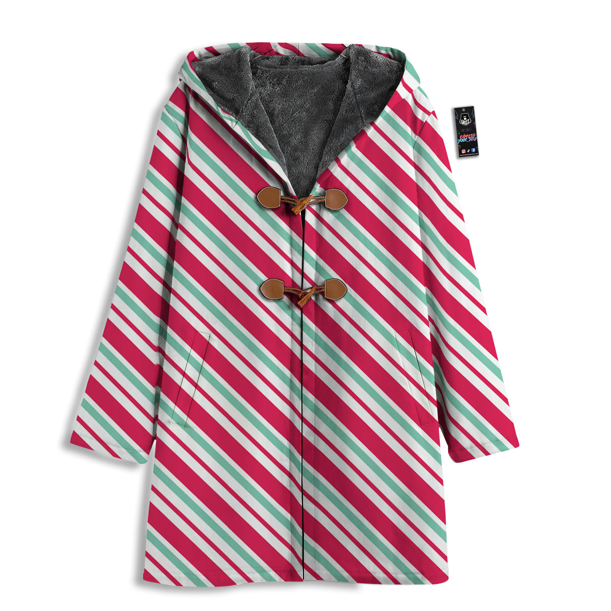 Candy Cane Striped Christmas Print Men's Windbreaker Jacket-grizzshop