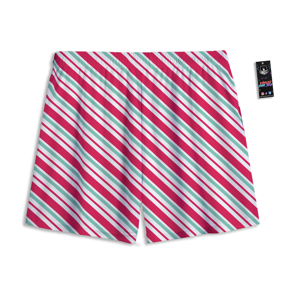 Christmas Argyle Red And Green Print Mesh Shorts
