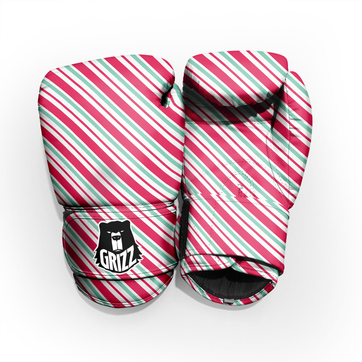 Candy Cane Striped Christmas Print Pro Boxing Glove