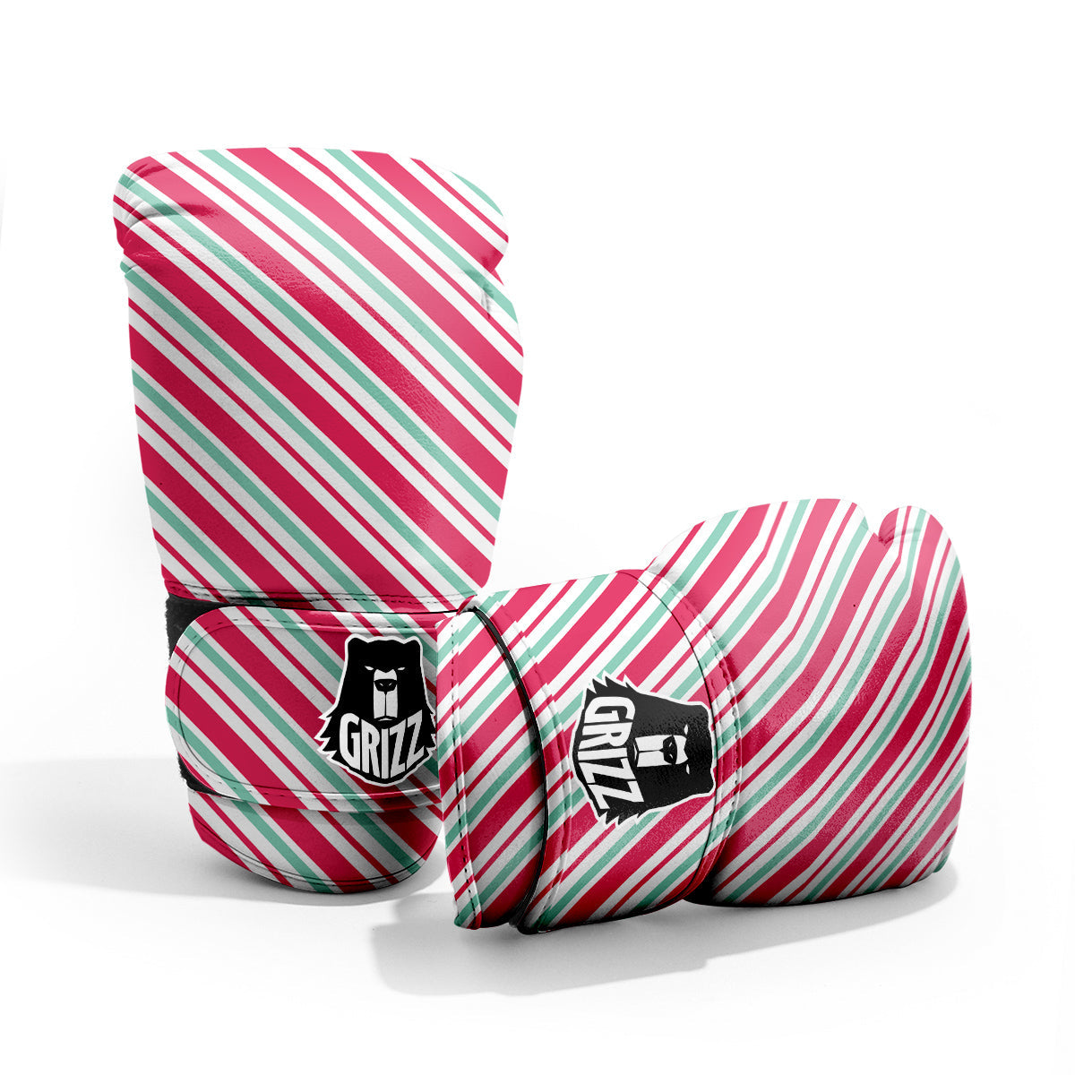 Candy Cane Striped Christmas Print Pro Boxing Glove