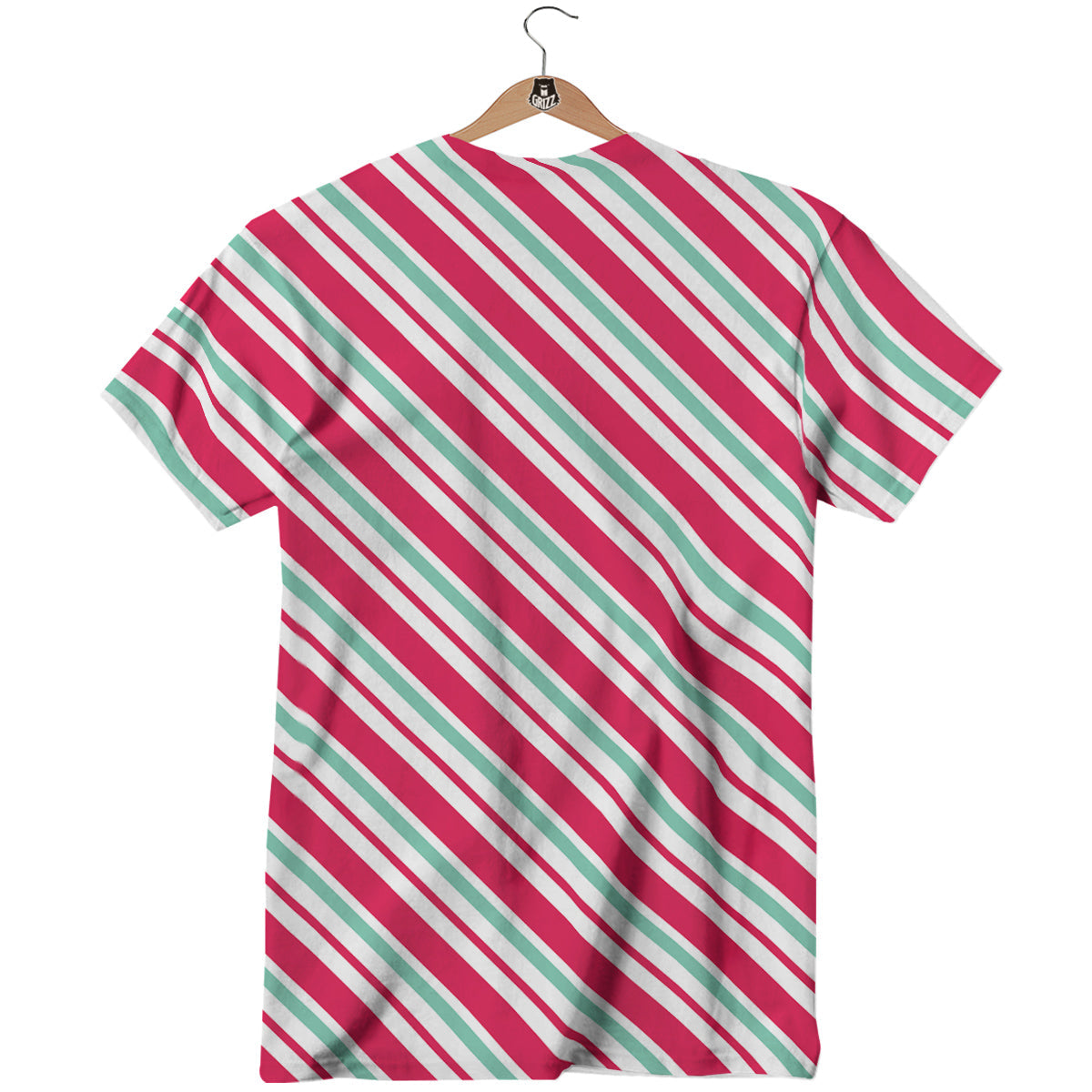 Candy Cane Striped Christmas Print T-Shirt-grizzshop