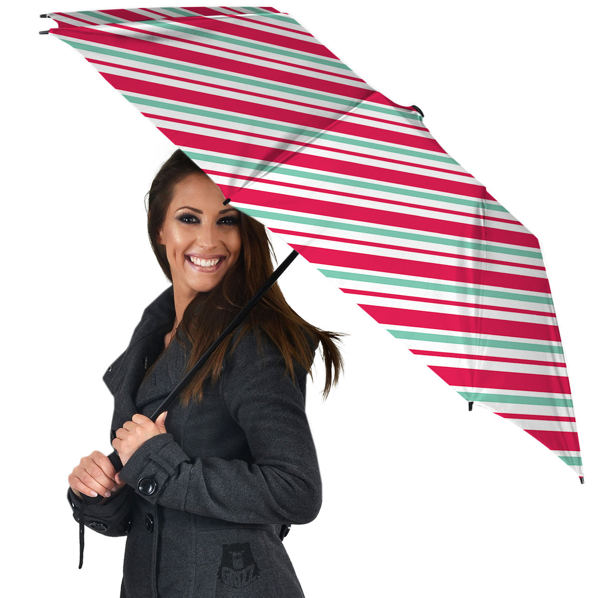 Candy Cane Striped Christmas Print Umbrella-grizzshop