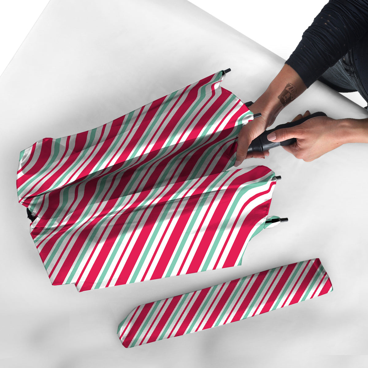 Candy Cane Striped Christmas Print Umbrella-grizzshop
