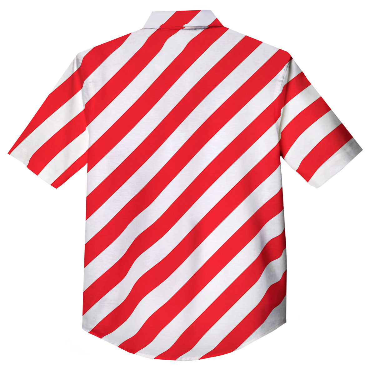 Candy Cane Striped White And Red Print Button Up Shirt-grizzshop