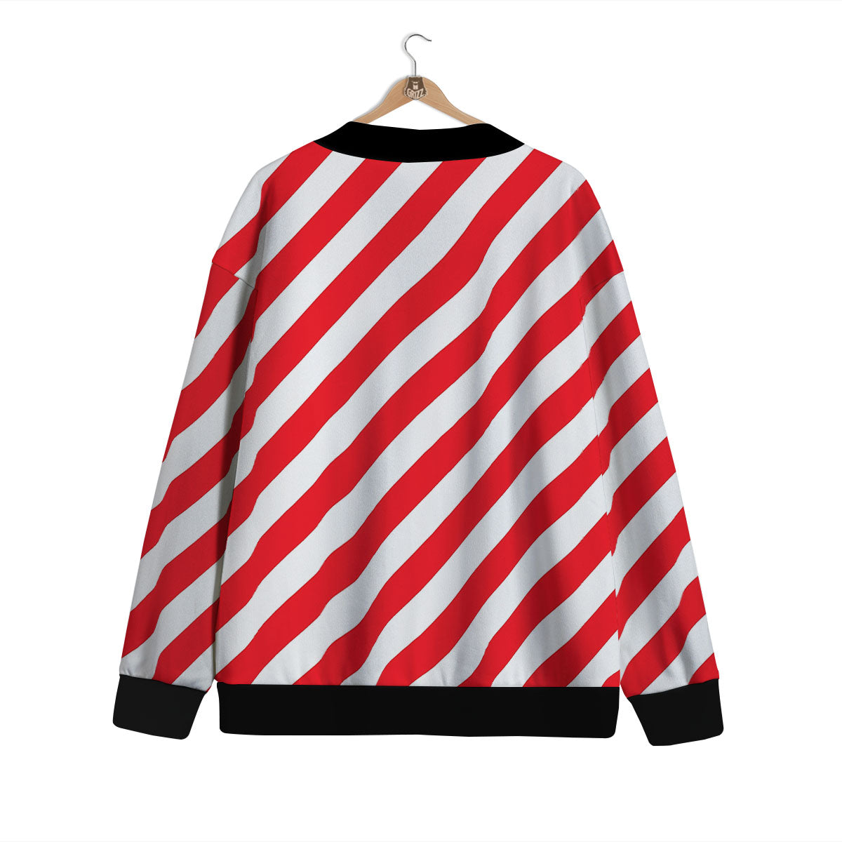 Candy Cane Striped White And Red Print Cardigan-grizzshop