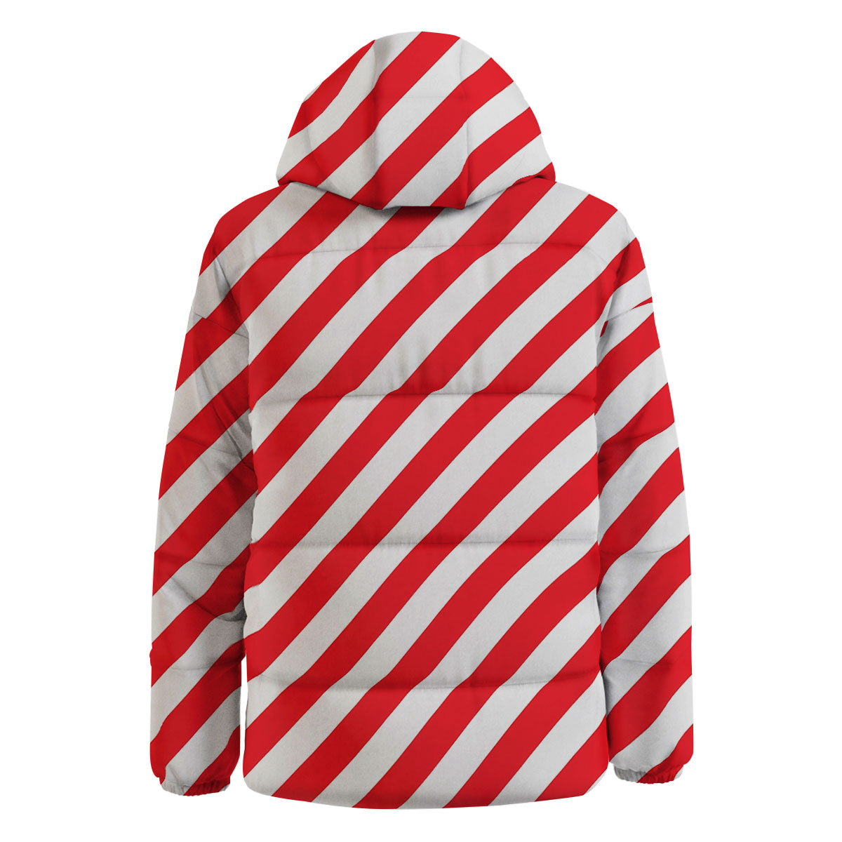 Candy Cane Striped White And Red Print Down Jacket-grizzshop