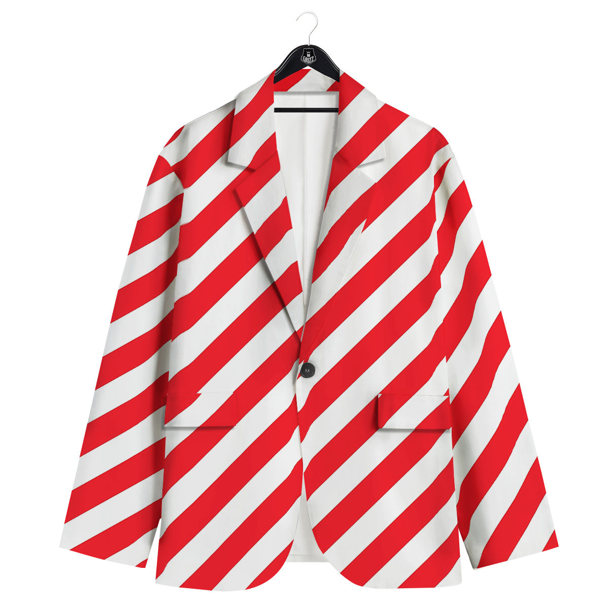 Candy Cane Striped White And Red Print Men's Sport Coat-grizzshop